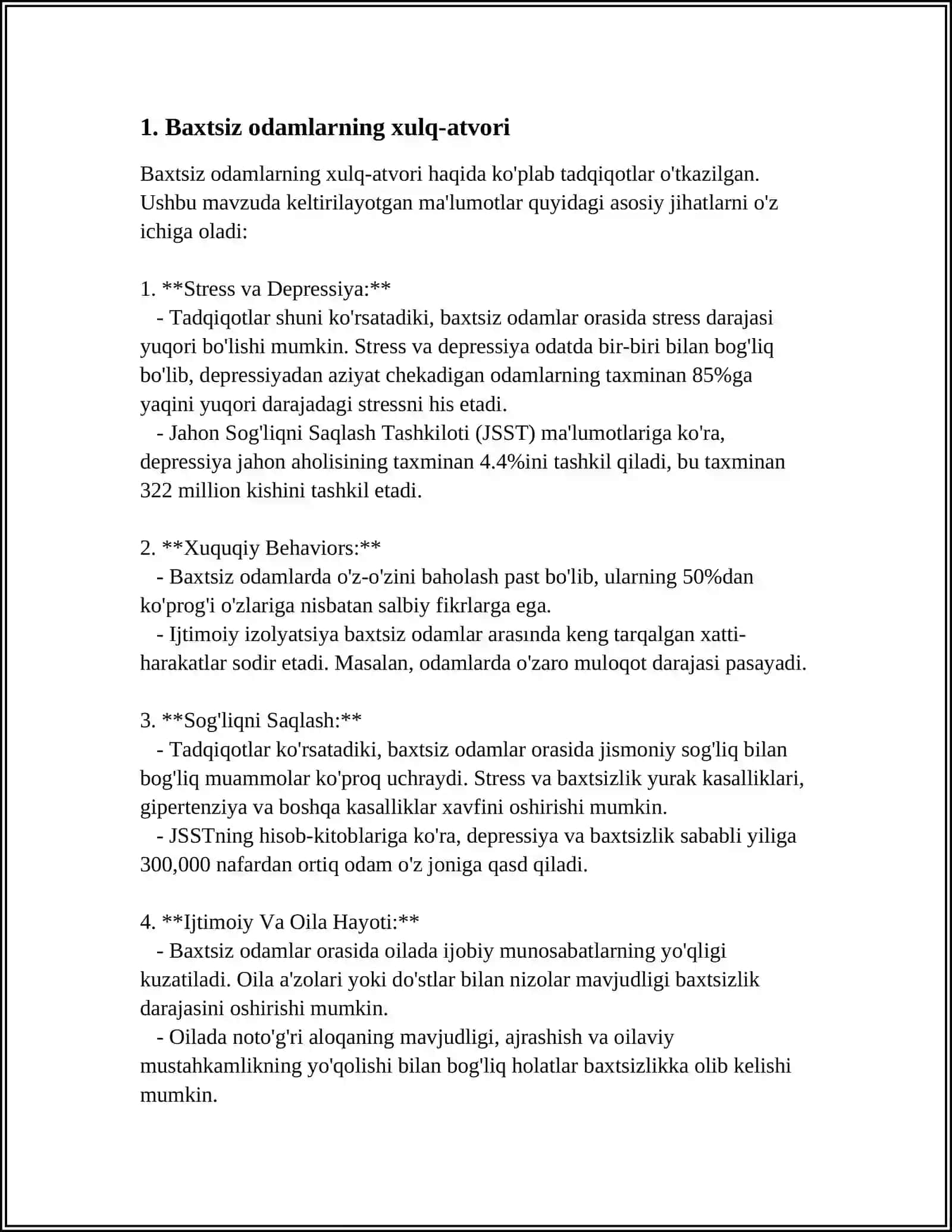 A. FITRATNING " RAHBARI NAJOT" RISOLASIDAGI "BAXTSIZ ODAMLARNING IKKI TOIFASI" OID GʻOYALAR BOʻYICHA ESSE 4