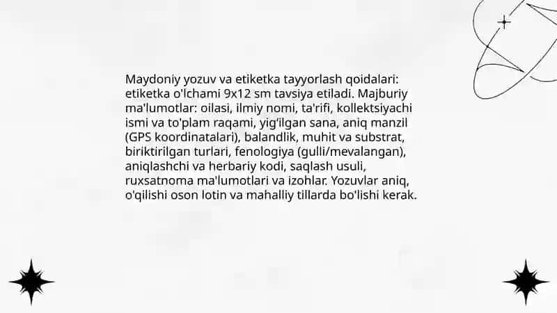 Gerbariy tayyorlash vatayyorlash usullari haqida ma’lumot berish 4
