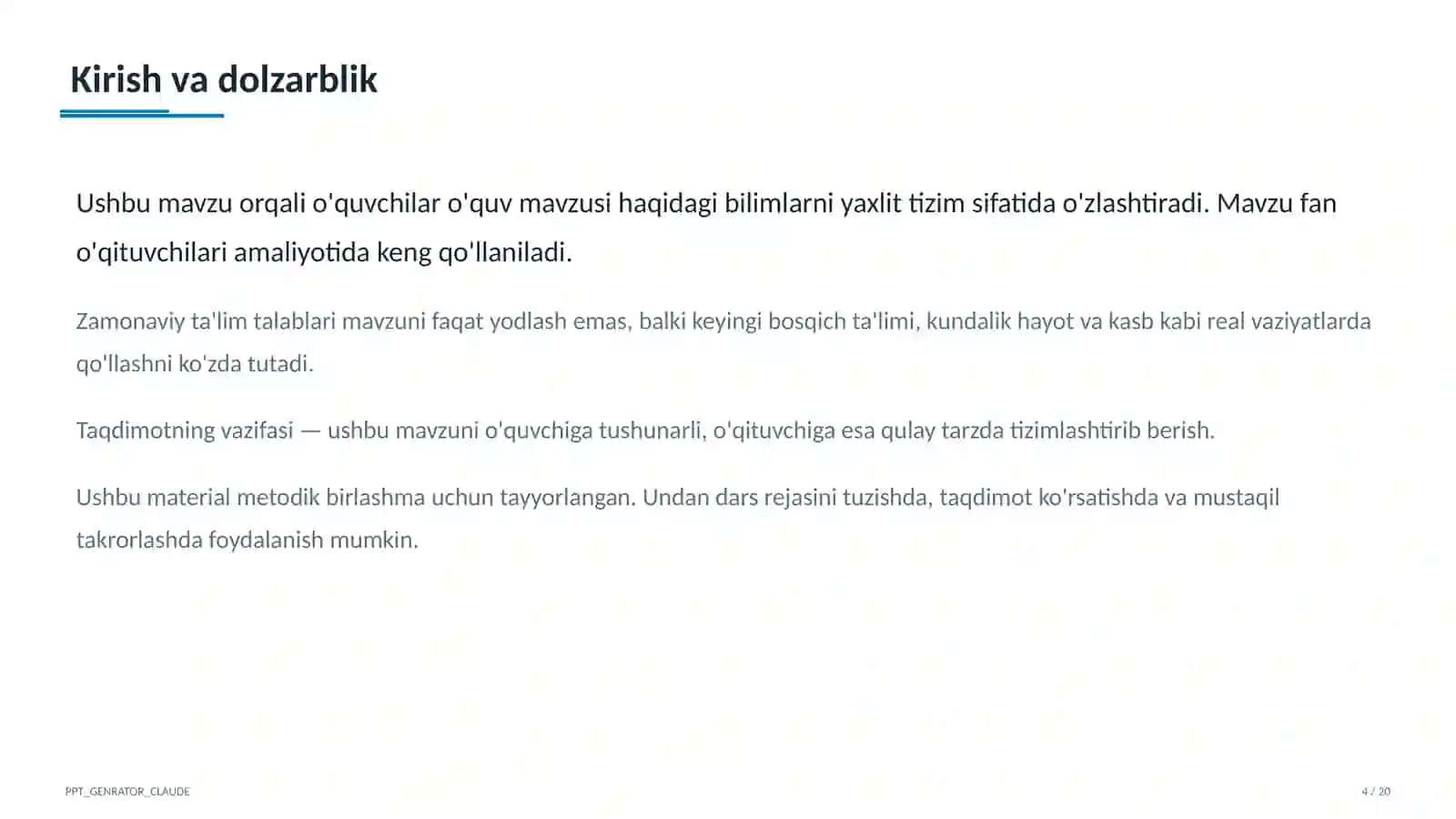 Dolzarb mavzular — maktab va o'qituvchilar 4