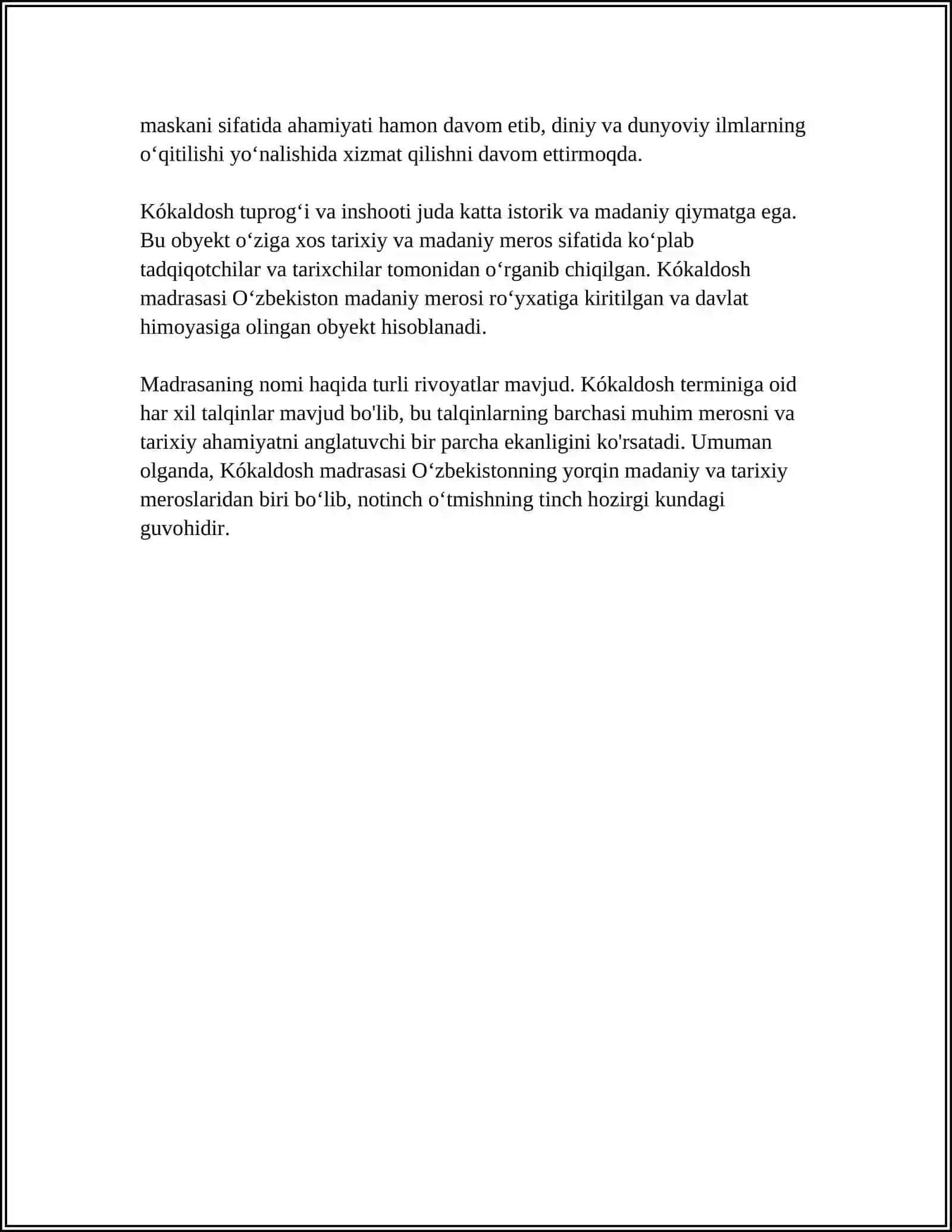 KÓKALDOSH MADRASASI 4
