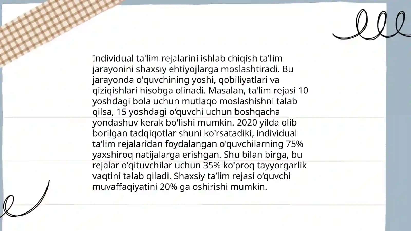 Imkoniyati cheklangan bolalarni óqitishda talim maqsadlarini belgilash óqitishni loyihalash va rejalashtirish 4