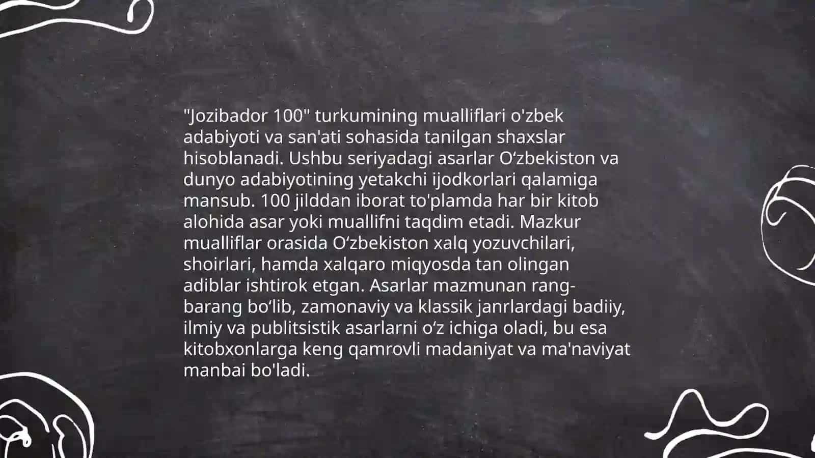 Joʻzibador 100 jildlikning yaratilishi 4