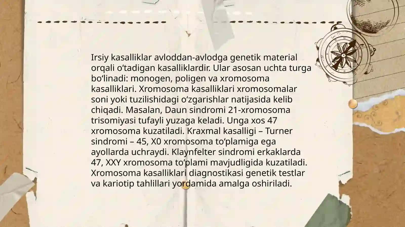 Irsiy kasalliklar. Irsiy kasalliklar klasifikasiyasi. Xromosoma kasalliklari 4