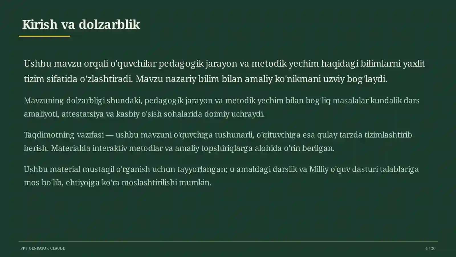 O'qituvchilarning Milliy sertifikatiga tayyorgarlik 4