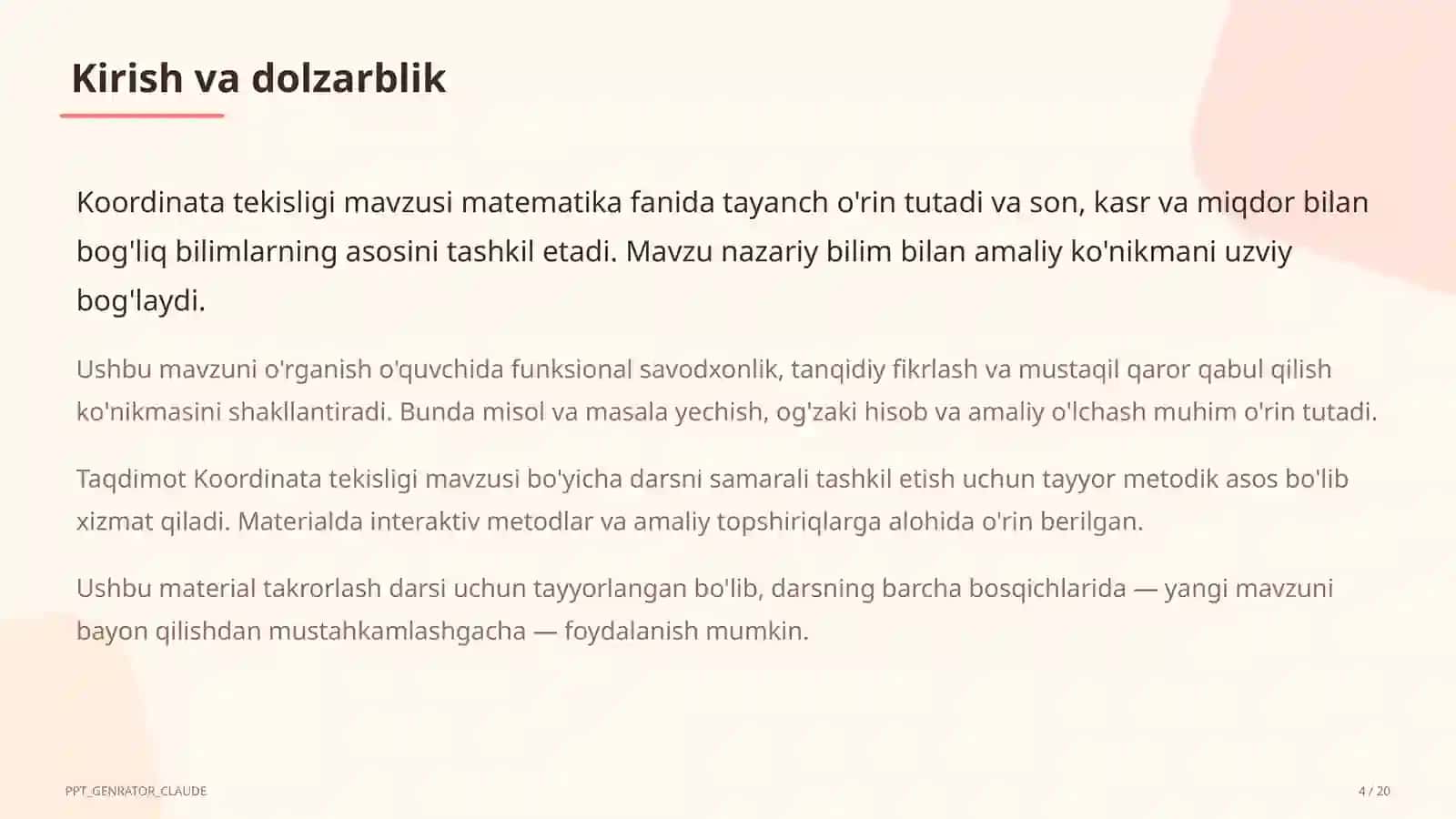 Koordinata tekisligi (6-sinf) 4