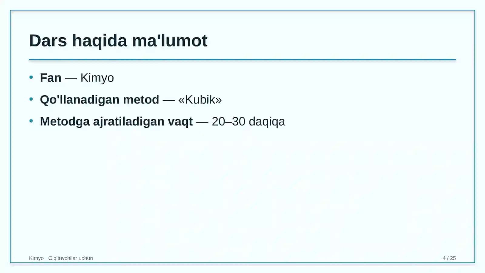 kimyo darslarida kubik metodidan foydalanish 8528 4