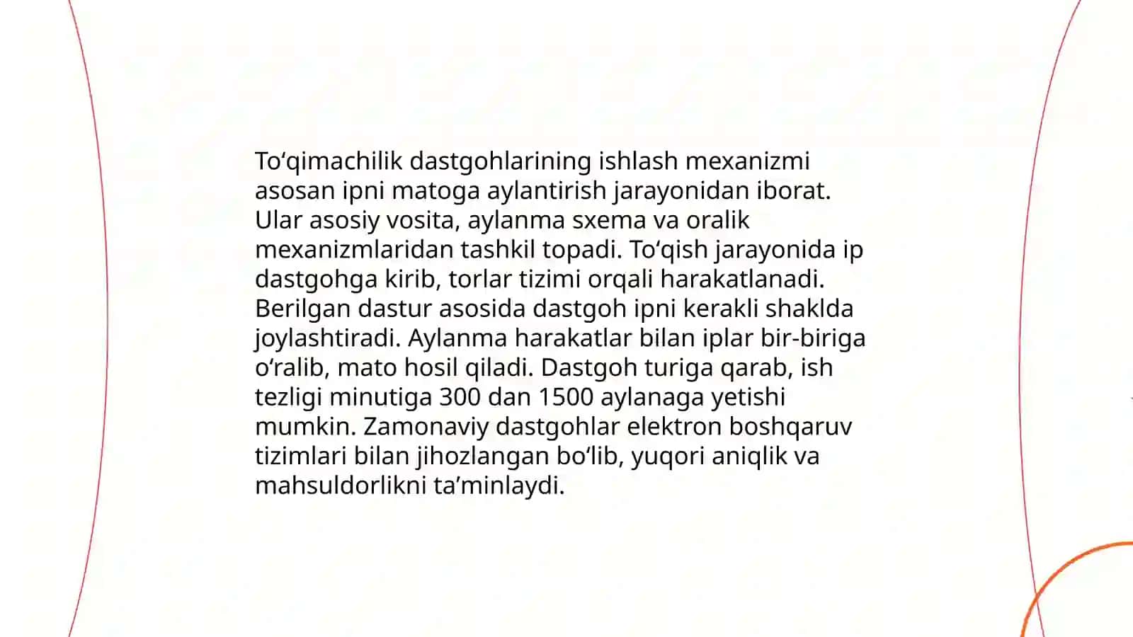 Toʻqimachilik dastgohida toʻqima hosil qilish 4