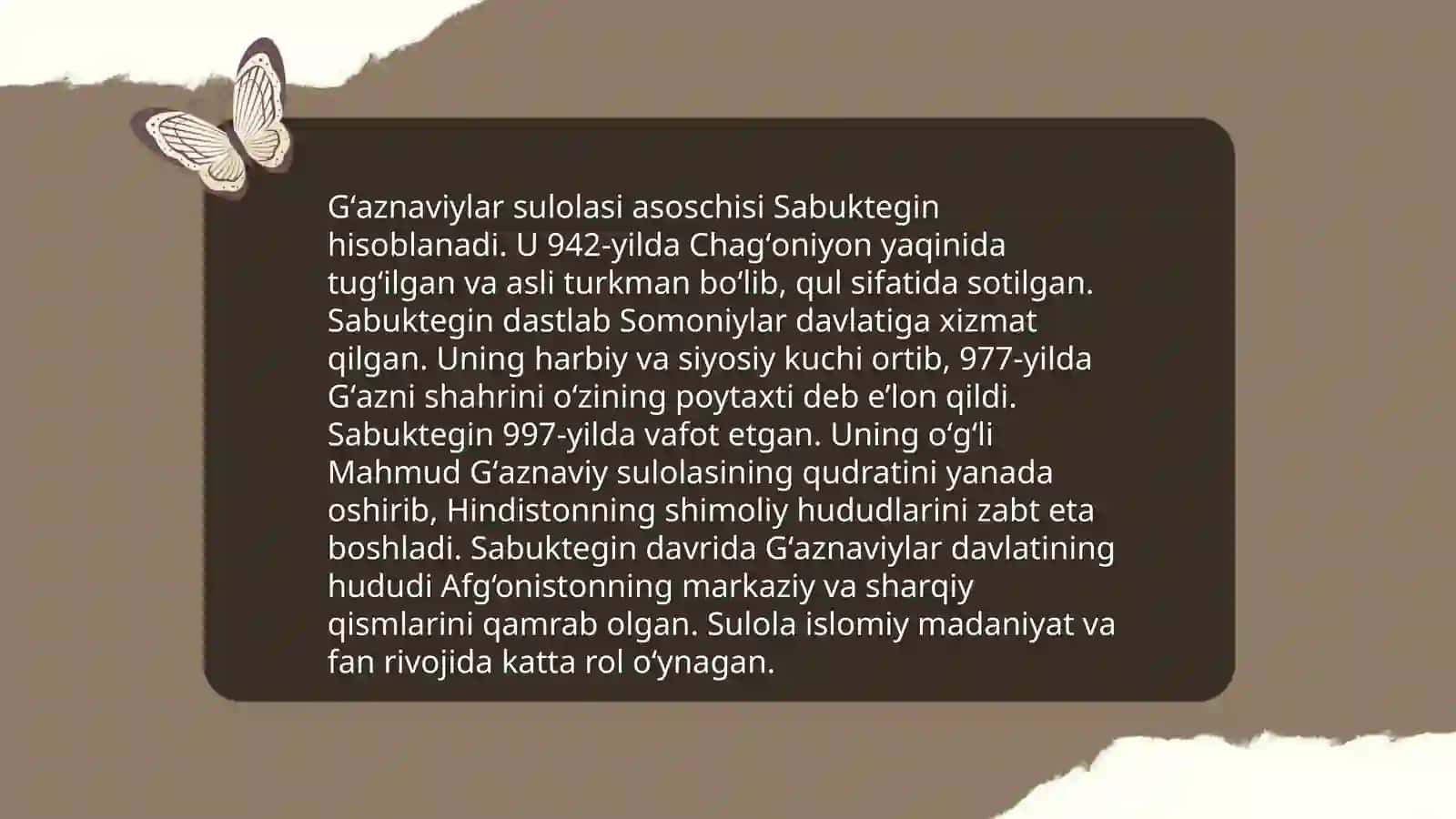 7-sinf Oʻzbekiston tarixi Gʻaznaviylar mavzusi 4