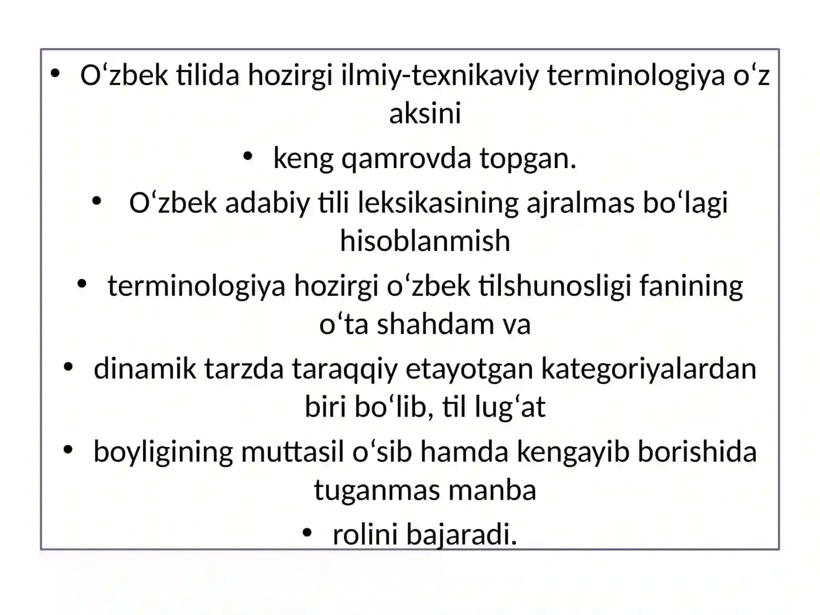 “O’zbekterminologiyasi” fanidan seminar mashg’uloti 4