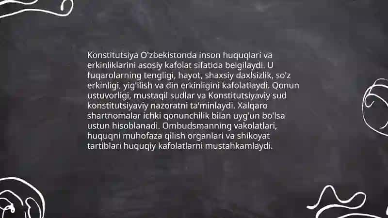 Oʻzbekistonda inson huquqlari va erkinliklari kafolatining yaratilishi 4