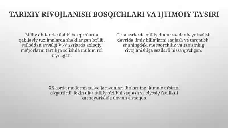 Milliy dinlarning ijtimoiy taraqqiyotdagi tutgan o'rni 4