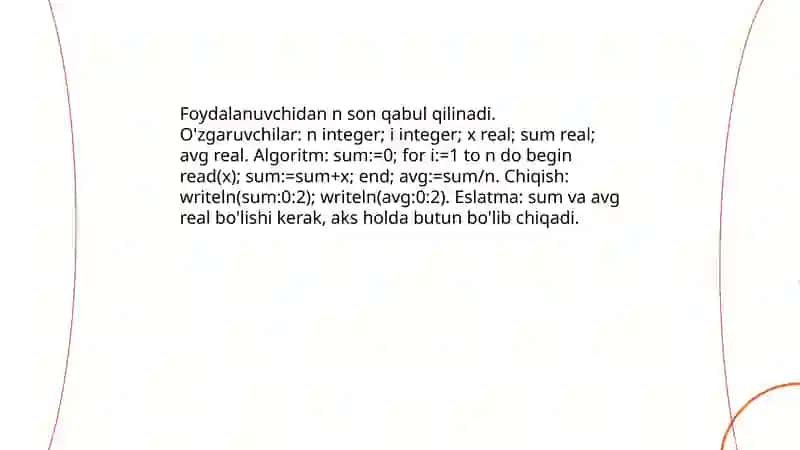 Paskal dasturlash tilida sodda masalalarni dasturlash 4