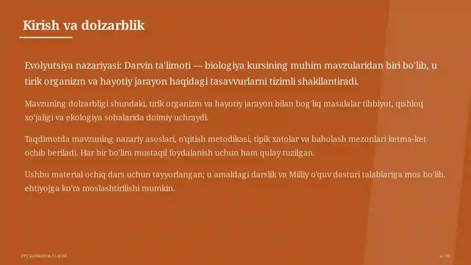 Evolyutsiya nazariyasi: Darvin ta'limoti (10-sinf) 4