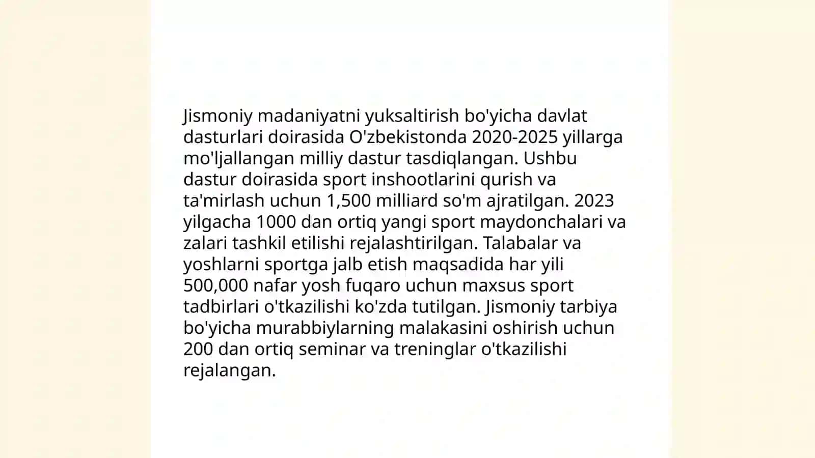 O'zbekiston Respublikasi hukumating Jismoniy madanyat va sport boyicha qabul qilgan hujjatlarning ahamiyati 4