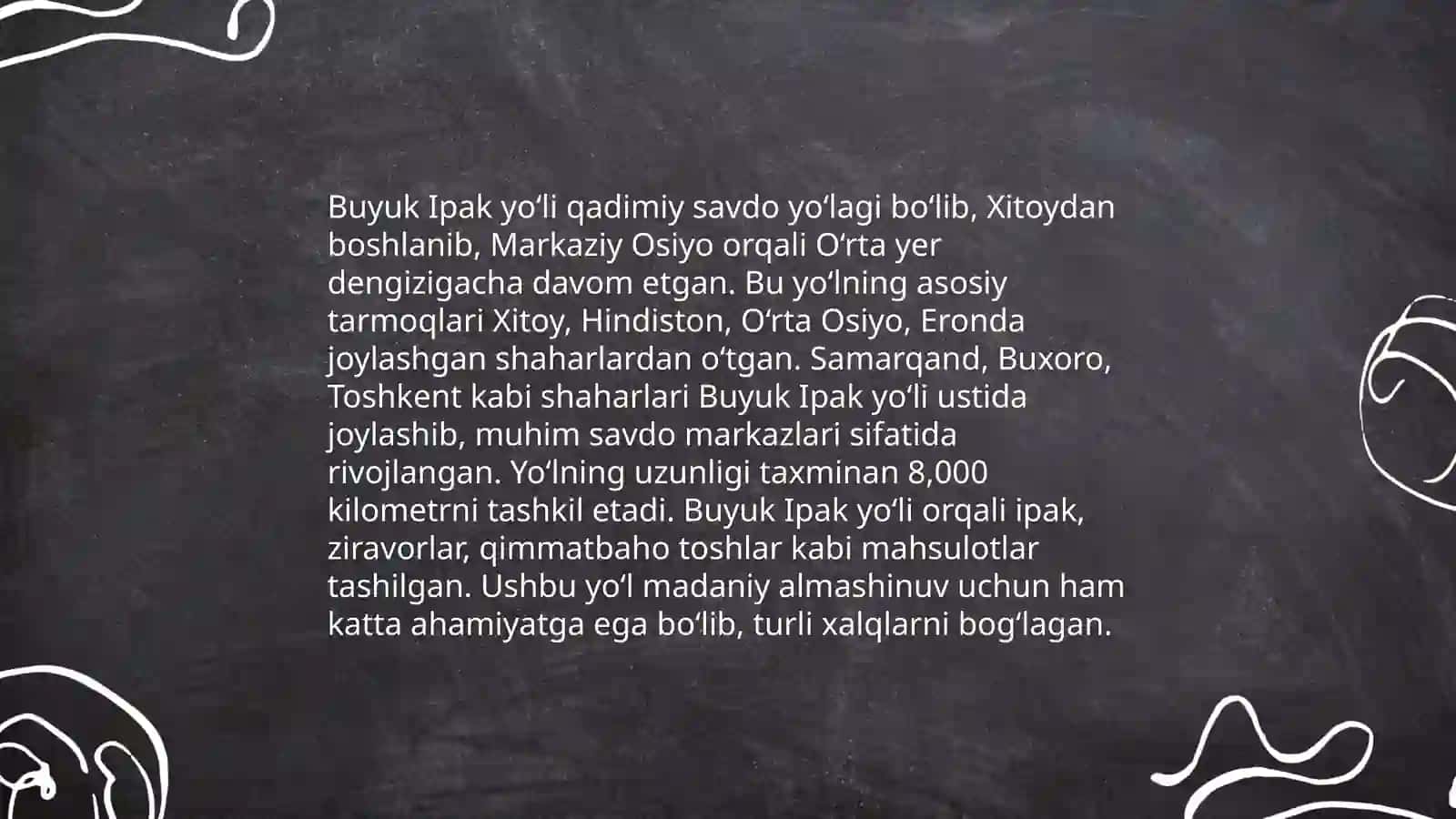 Buyuk ipak yo'li haqida slayd tayyorlash kerak, tarix fani uchun 4