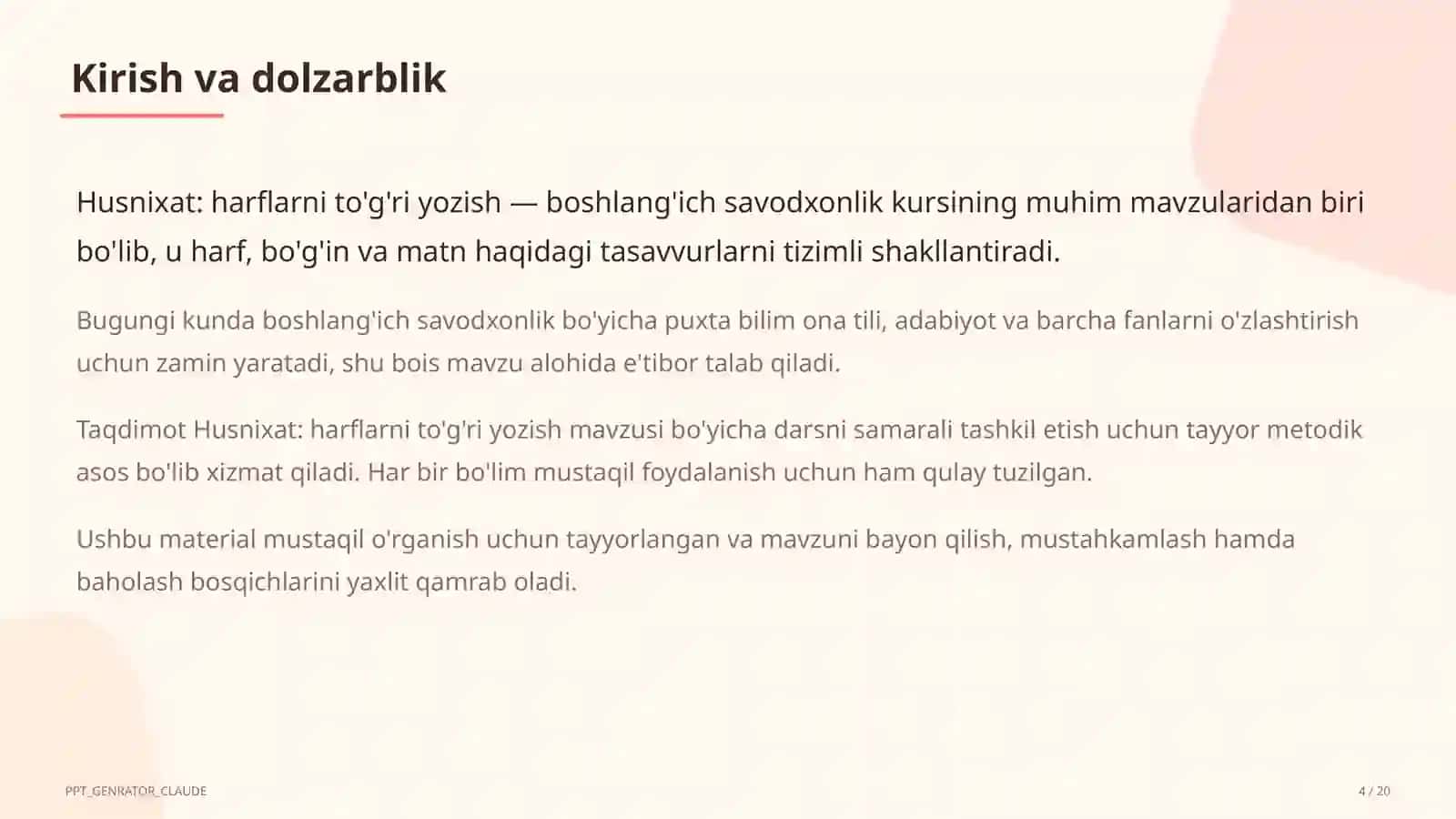 Husnixat: harflarni to'g'ri yozish (1-sinf) 4