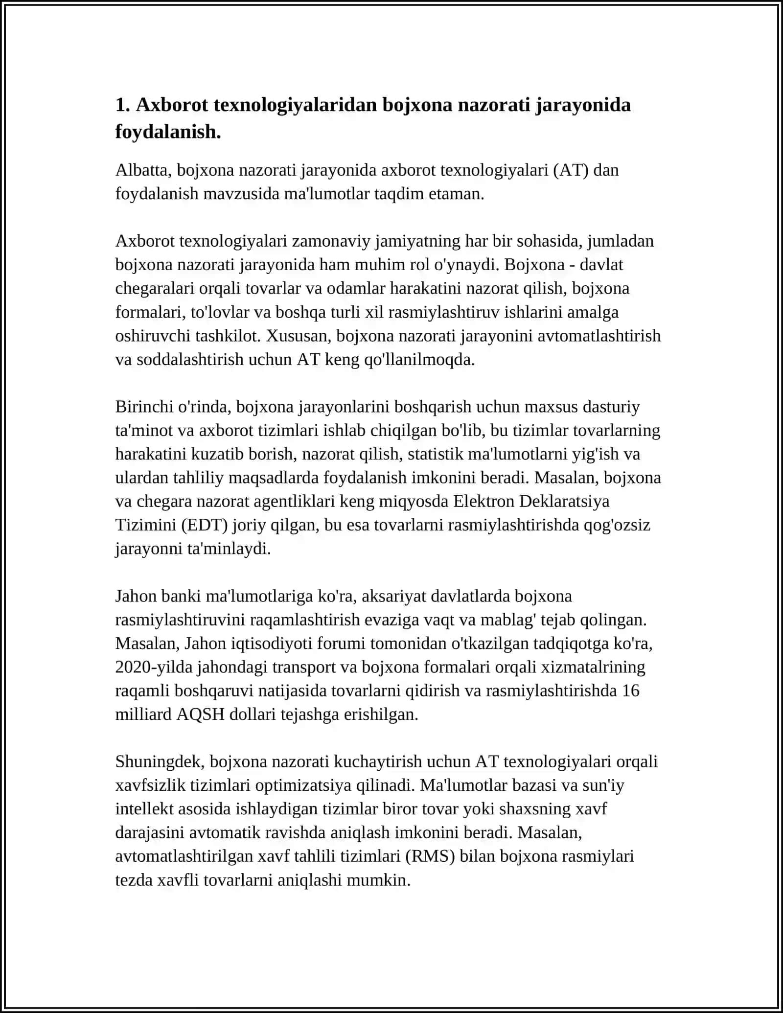Axborot Texnologiyalari va Bojxona Nazorati 4