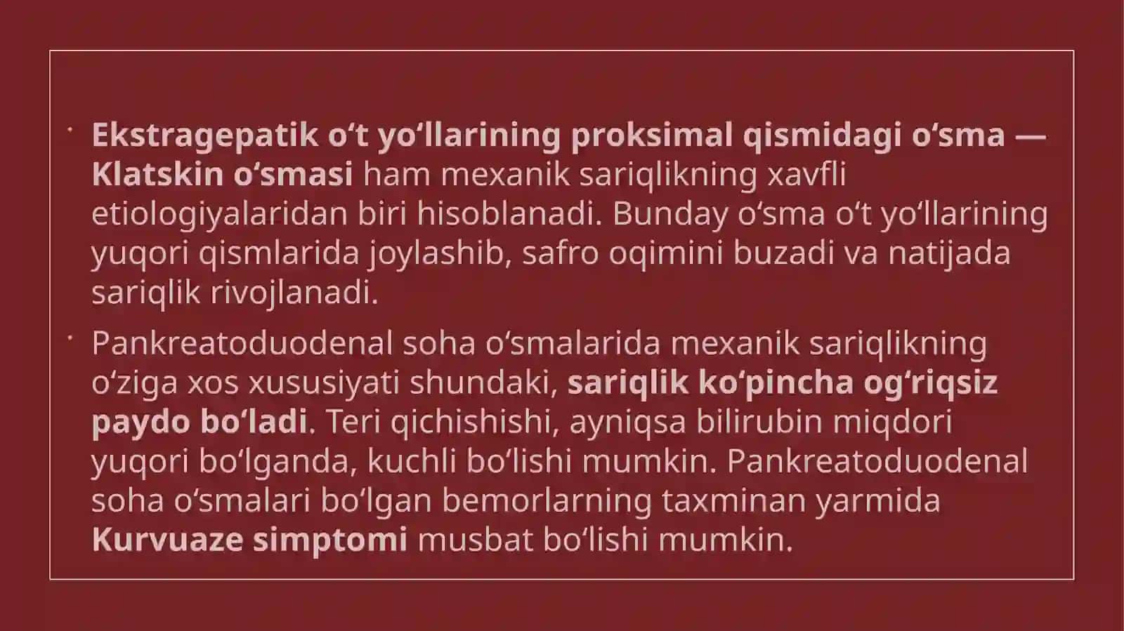 Xavfli etiologiyali mexanik sariqlik 4