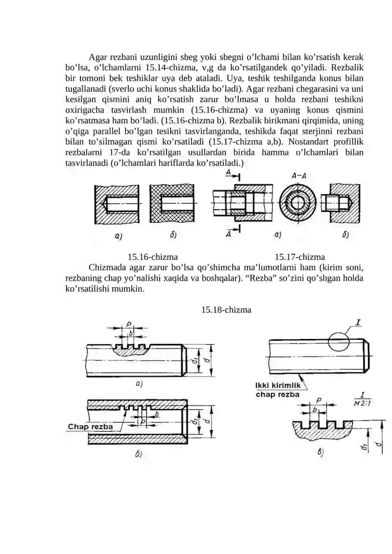 Rezbaning konstruktiv va texnologik elementlar. 4