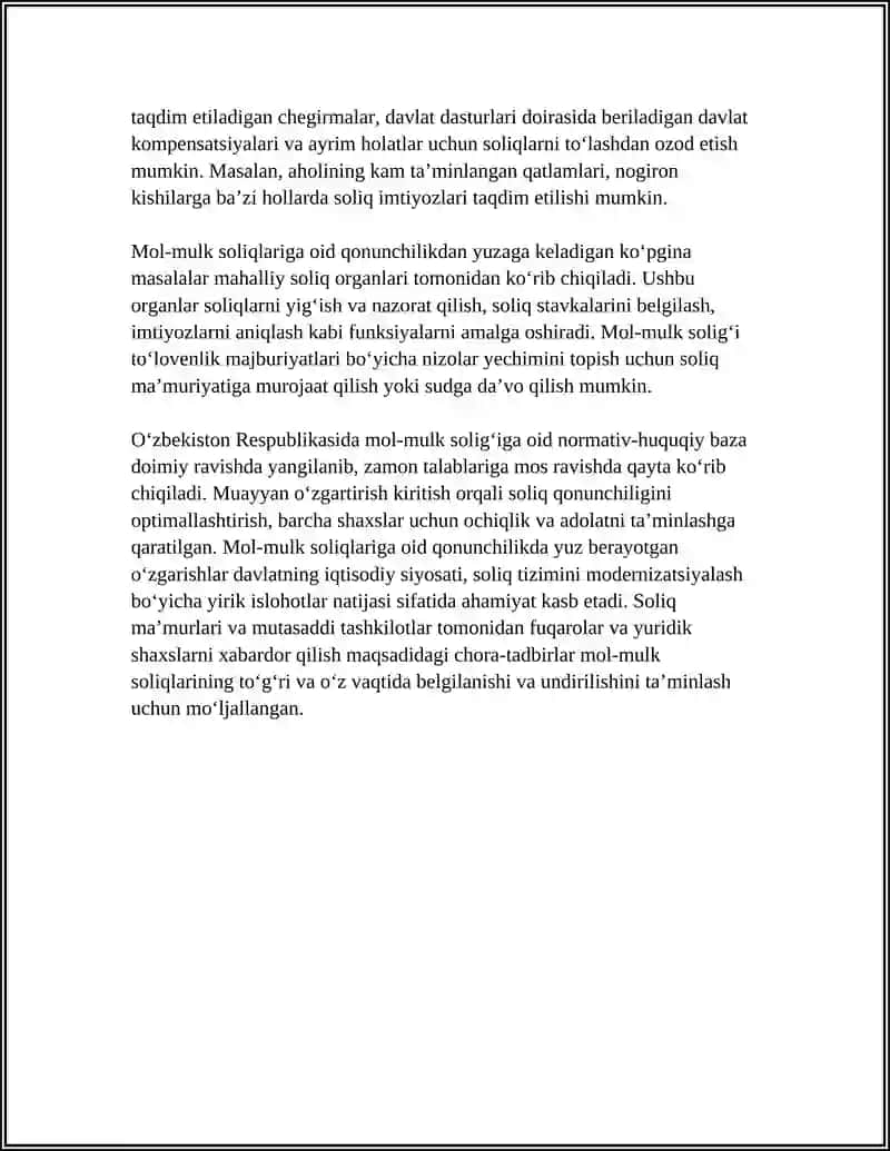 O‘zbekistonda Mol-Mulqni Soliqqa Tortishning O‘ziga Xos Xususiyatları 4