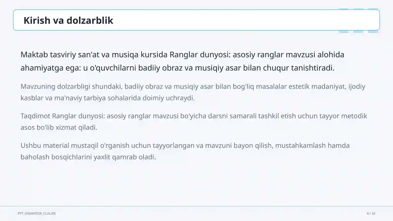 Ranglar dunyosi: asosiy ranglar (1-sinf) 4