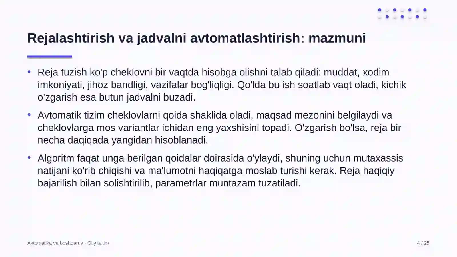 Ma'lumotlar markazlarida rejalashtirish va jadval tuzishni avtomatlashtirish 4