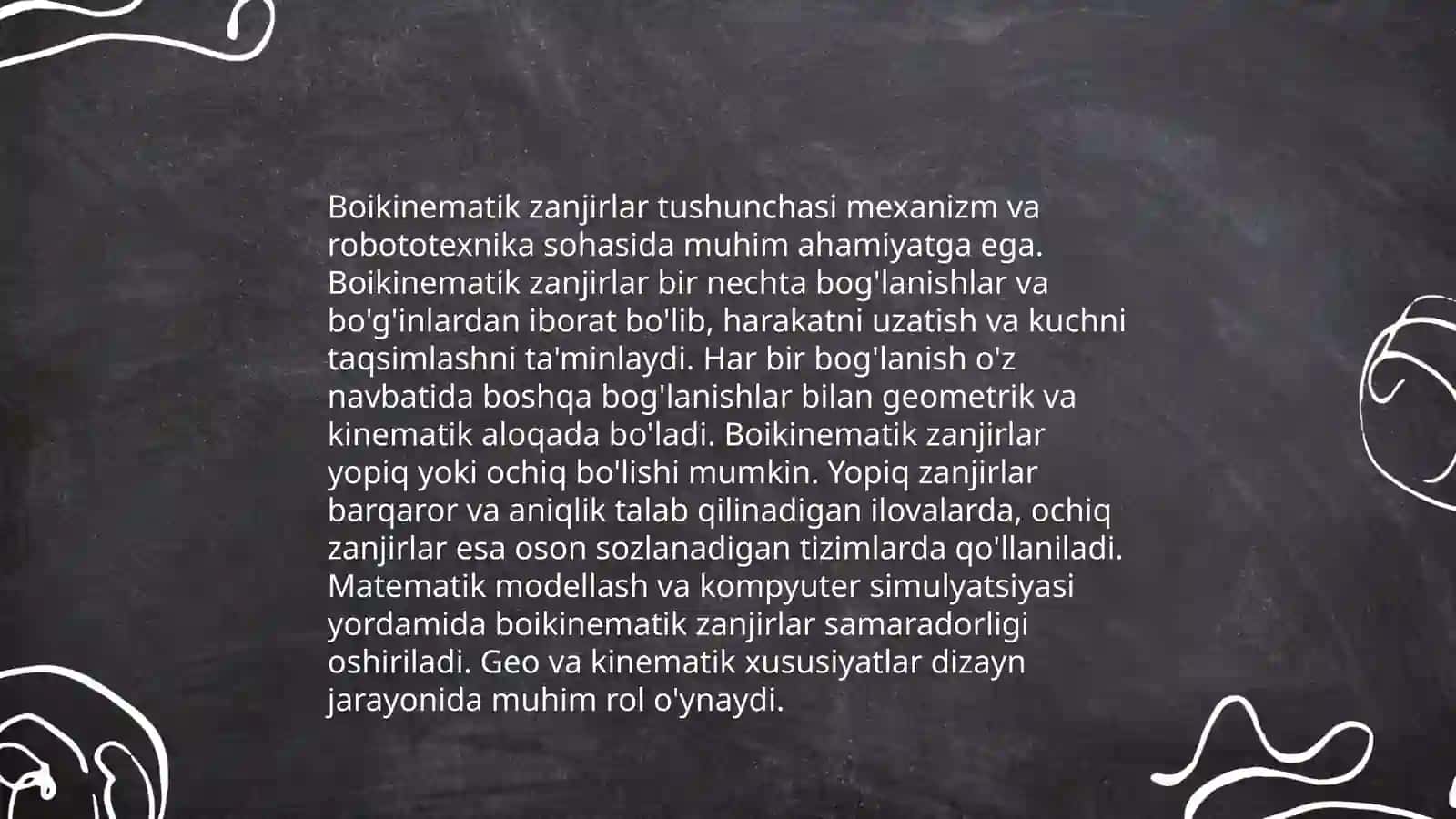 Erkinlik darajalari va boikinematik zanjirlardagi bogʻlanishlar 4