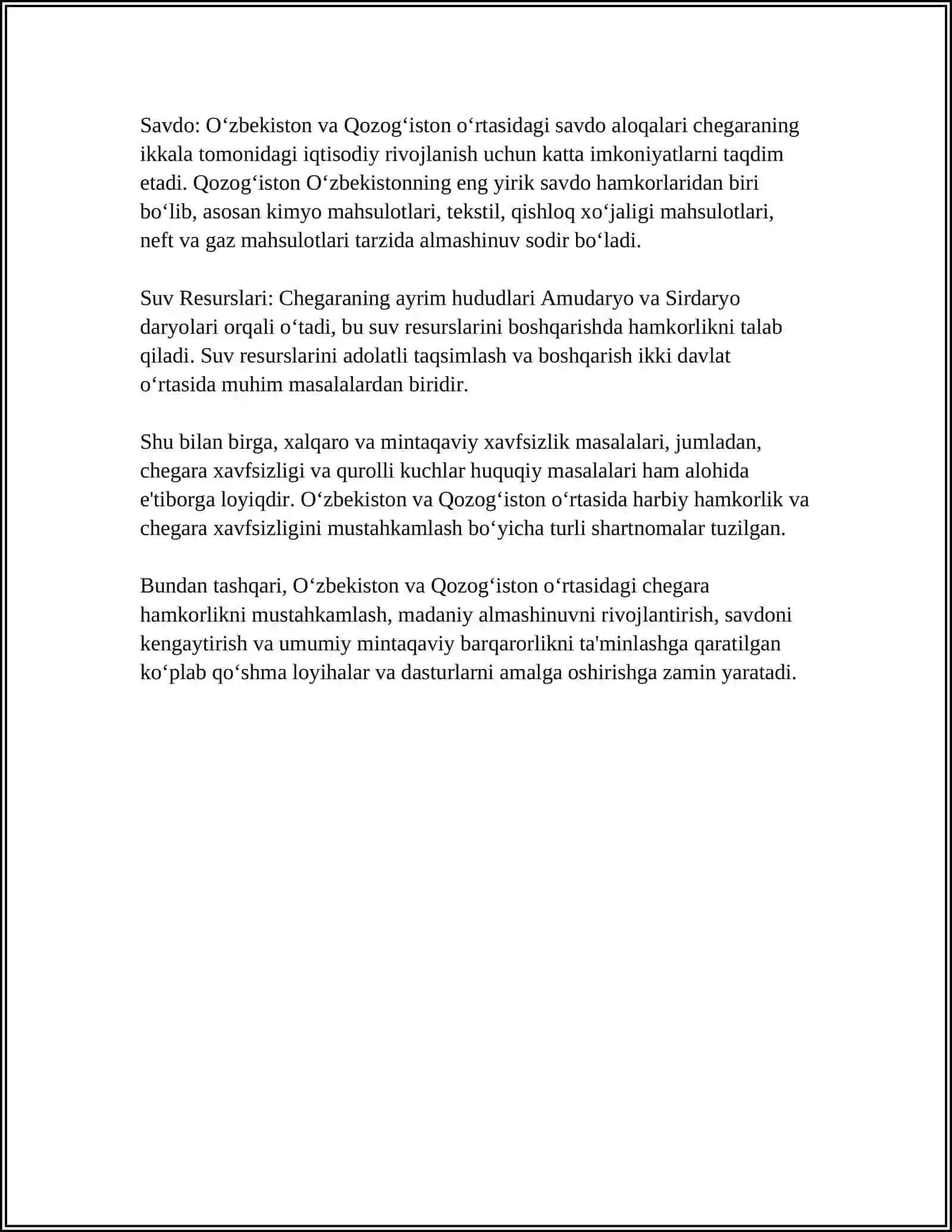 ÓZBEKISTONNING CHEGARADOSHLARI HAQIDA 4