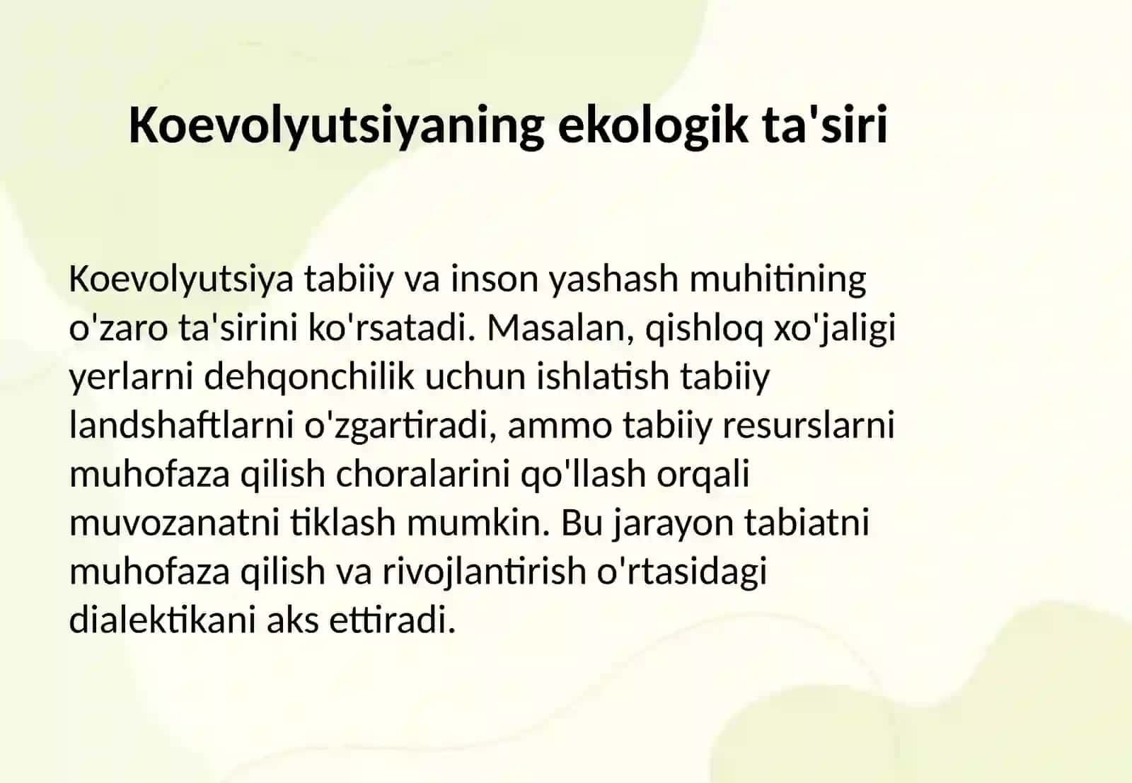Koevolyutsiya va environmentalizm dialektikasi 4