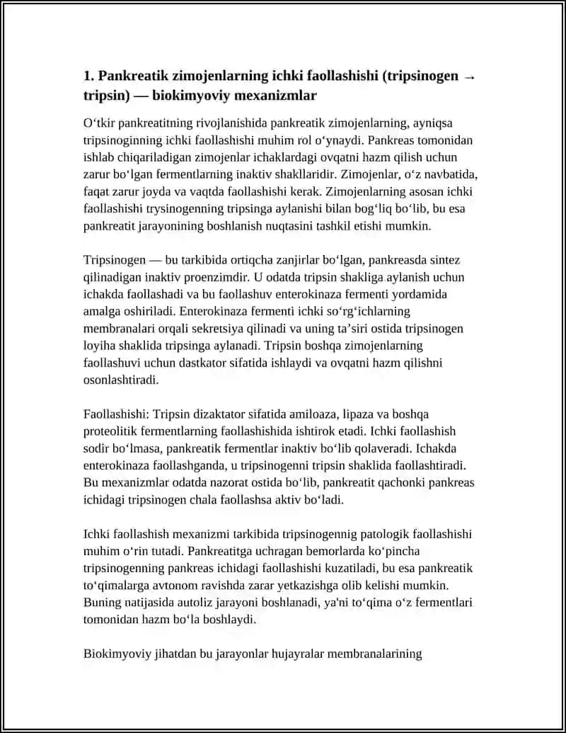 O'TKIR PANKREATIT KELIB CHIQISHI VA DAVOLASHNING BIOKIMYOVIY ASOSLARI 4