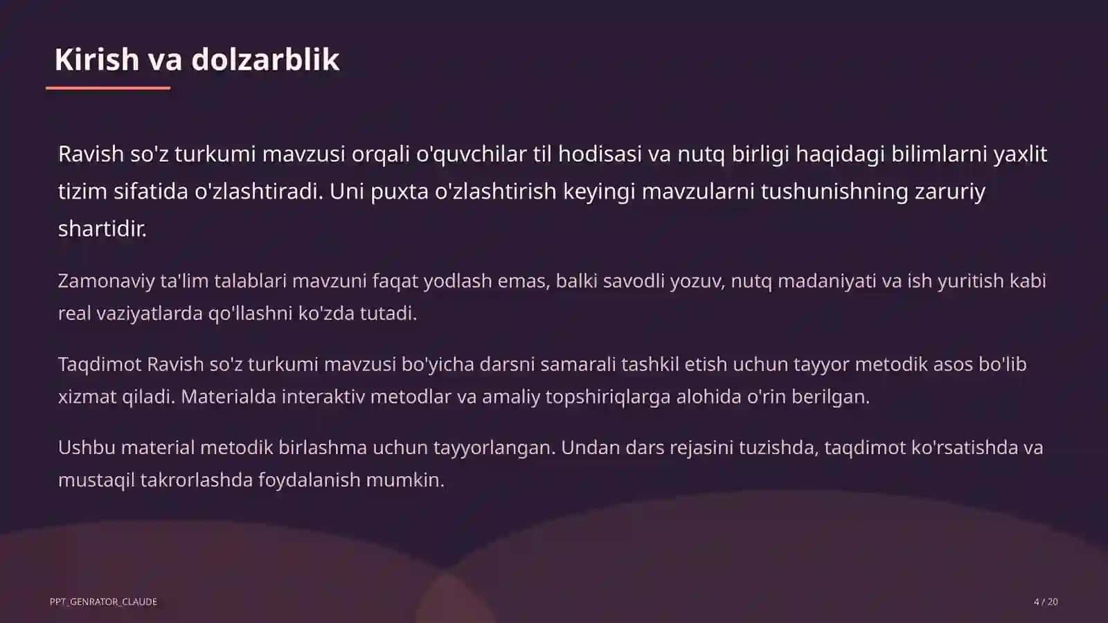 Ravish so'z turkumi (7-sinf) 4