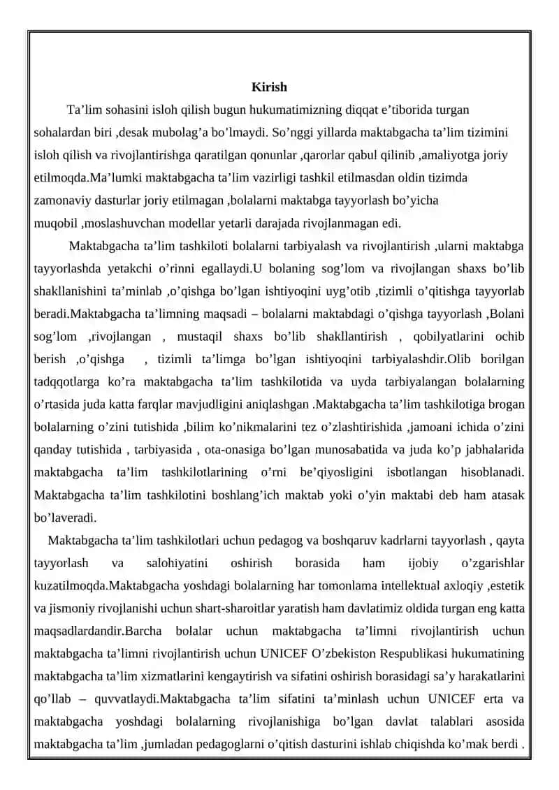 "MAKTABGACHA TA’LIM TASHKILOTI TARBIYACHISI" YO’NALISHI 4