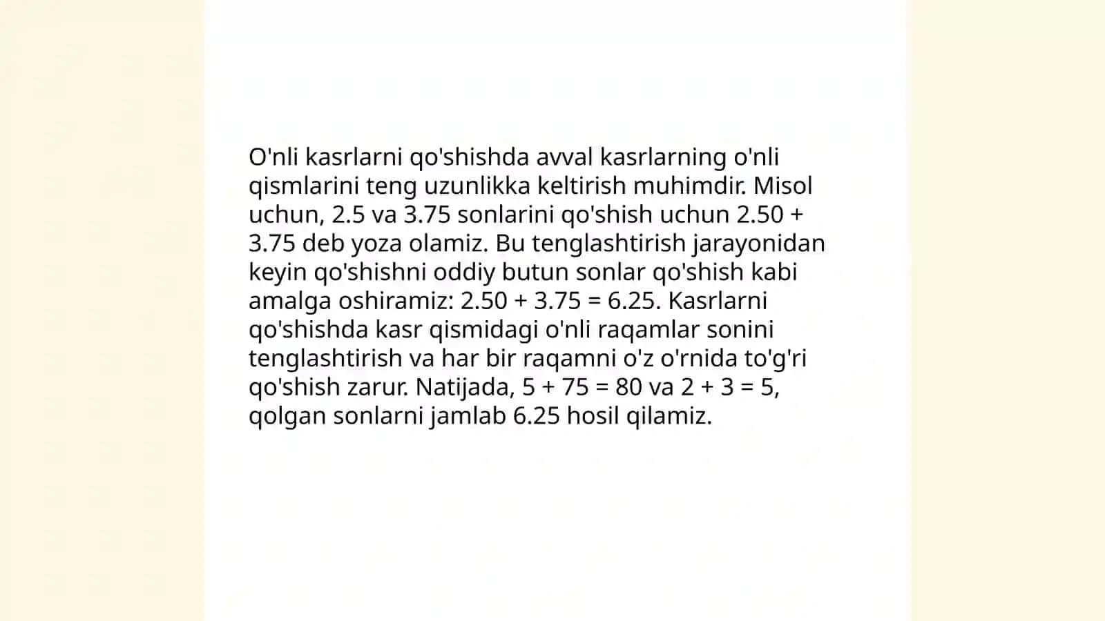 O'nli kasrlar ustida amallar 4