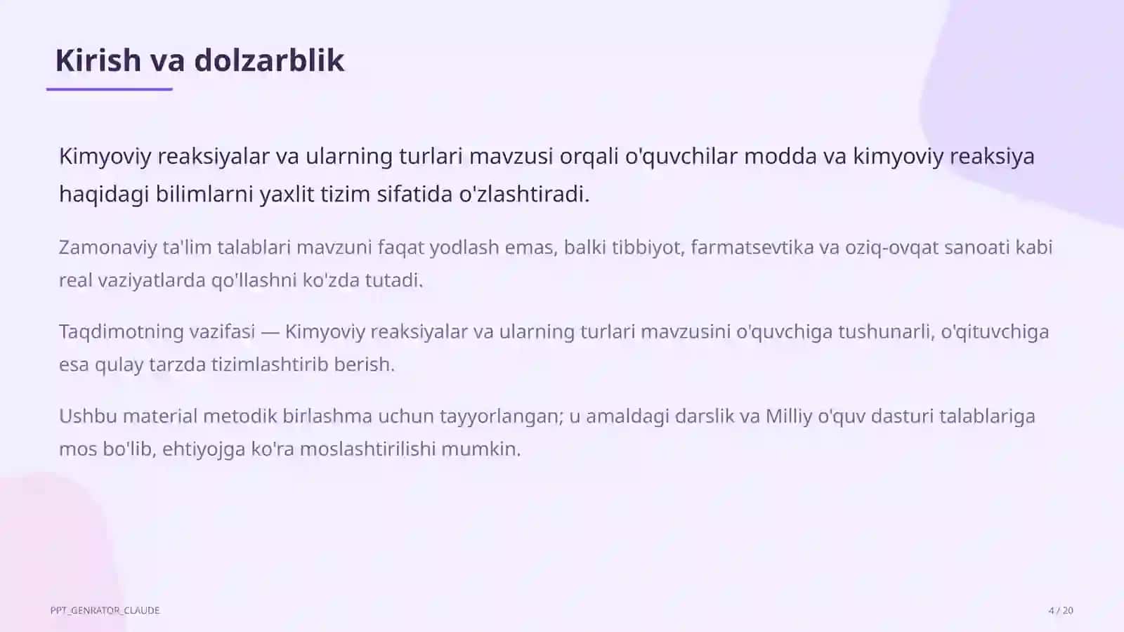 Kimyoviy reaksiyalar va ularning turlari (7-sinf) 4