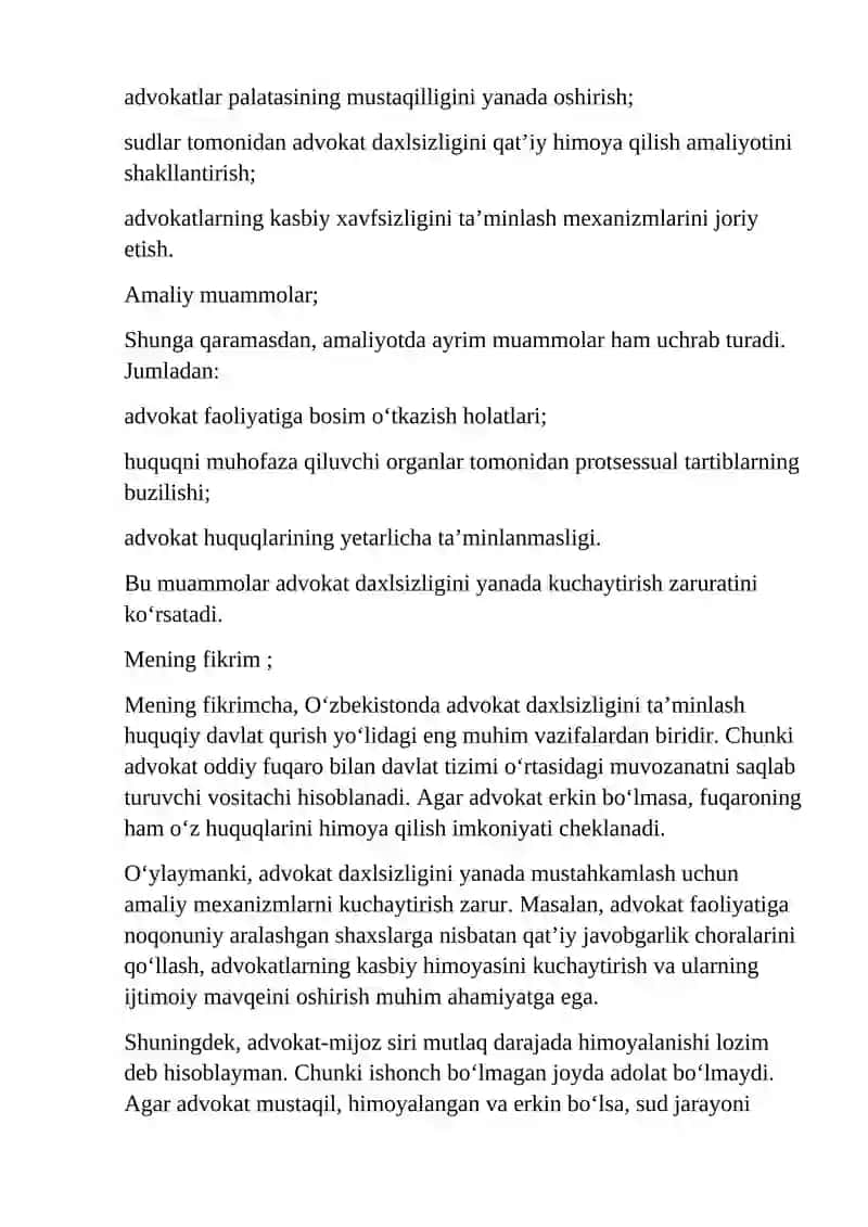 Advokatning daxlsizligi - huquqiy davlat poydevori 4