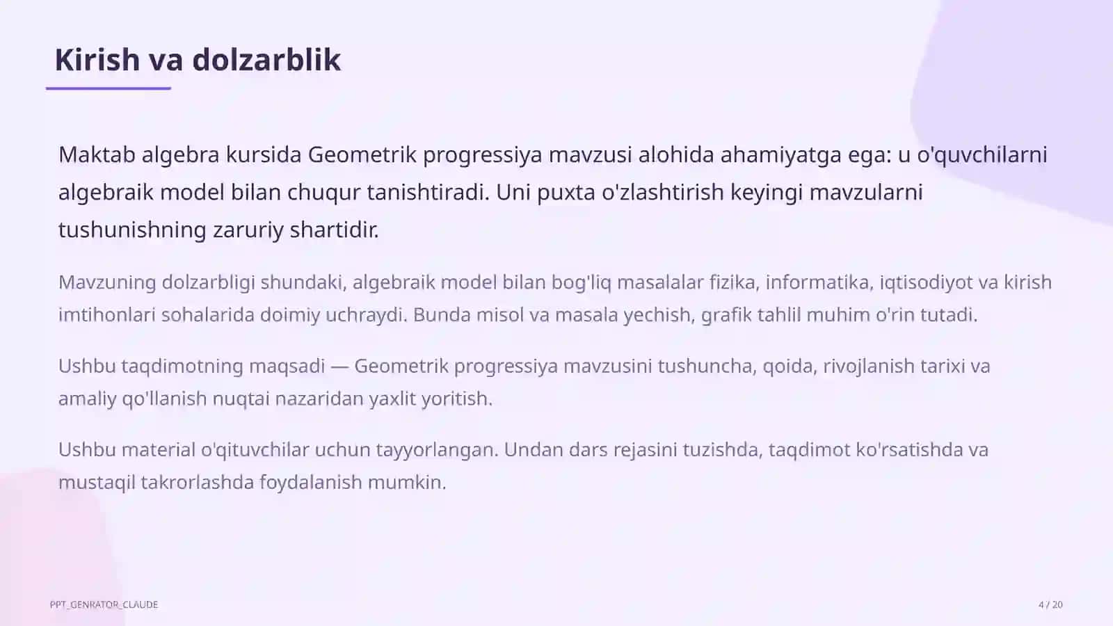 Geometrik progressiya (9-sinf) 4