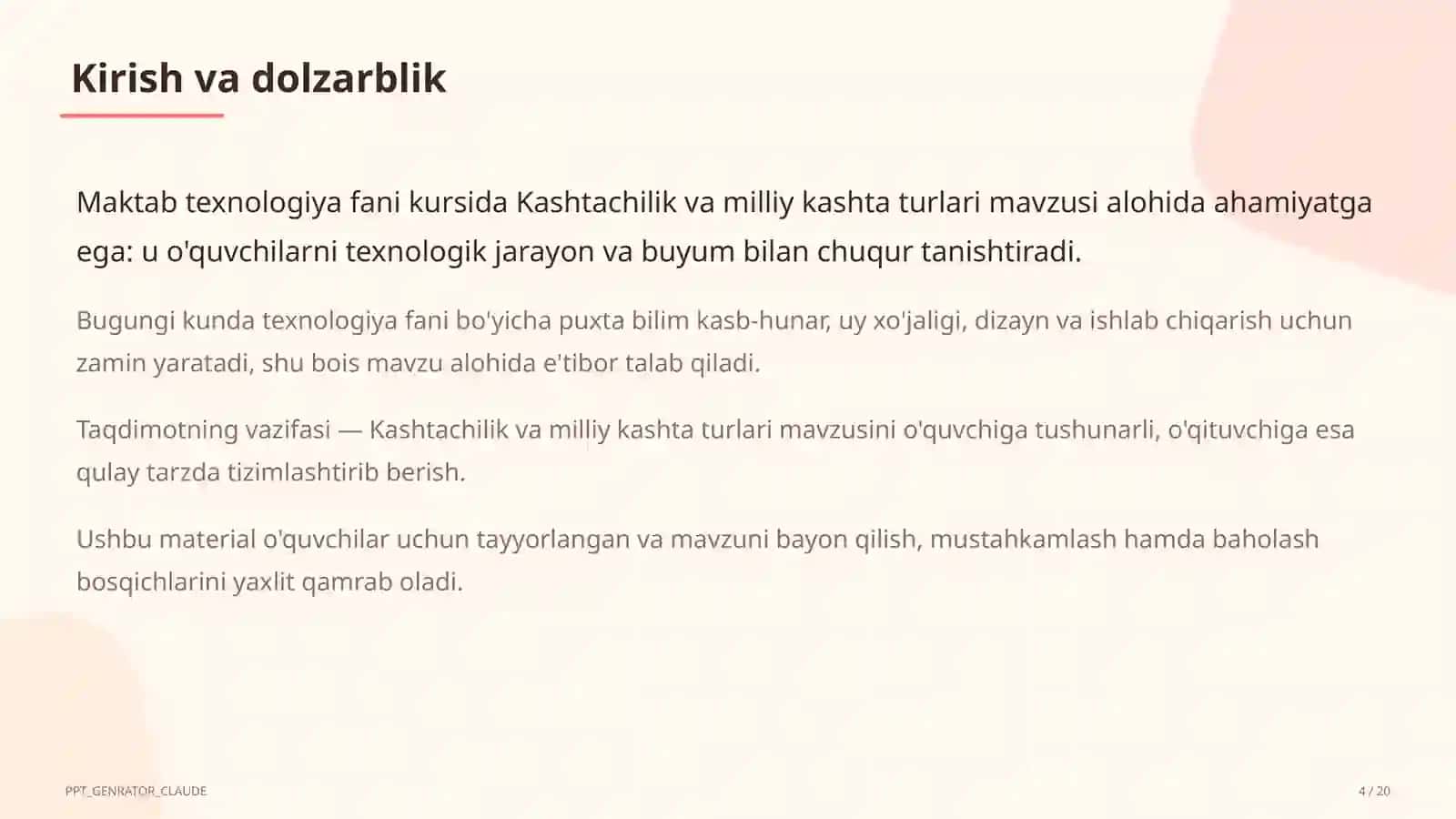 Kashtachilik va milliy kashta turlari (5-sinf) 4