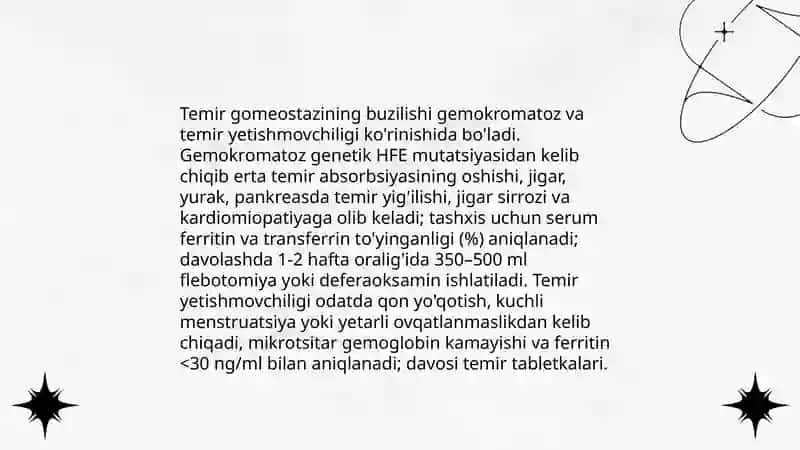Tananing metall-ligand gomeostazining buzilishi mumkin bo‘lgan holatlar 4