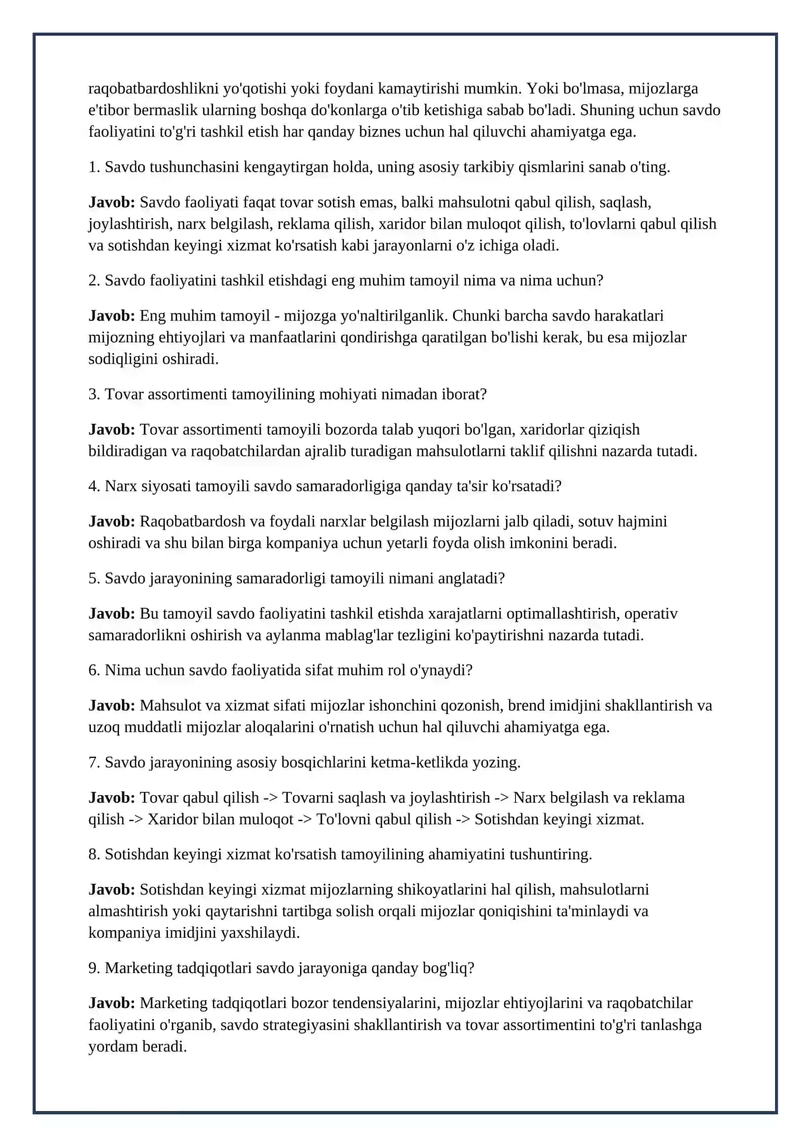 Lesson on Savdo ishlarini tashkil qilish tartibi va prinsiplari 4