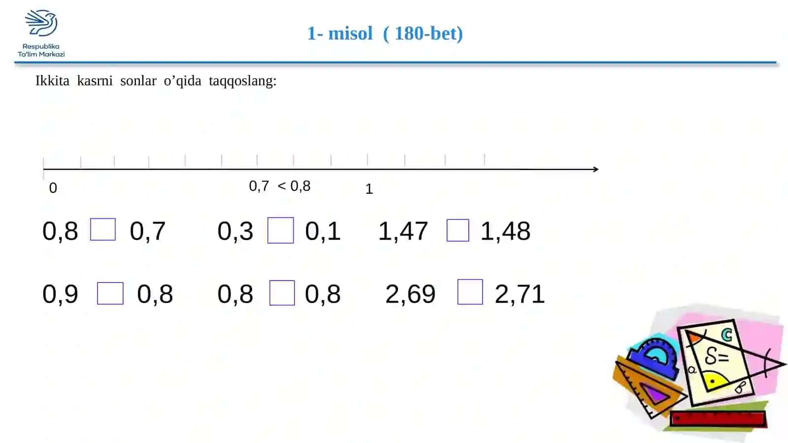3-sinf Matematika Taqqoslash va tartiblash 4