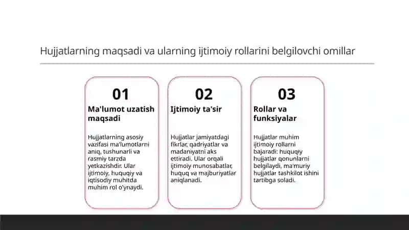 Hujjatlarning vazifasi. Hujjatlarning tili va uslubi 4