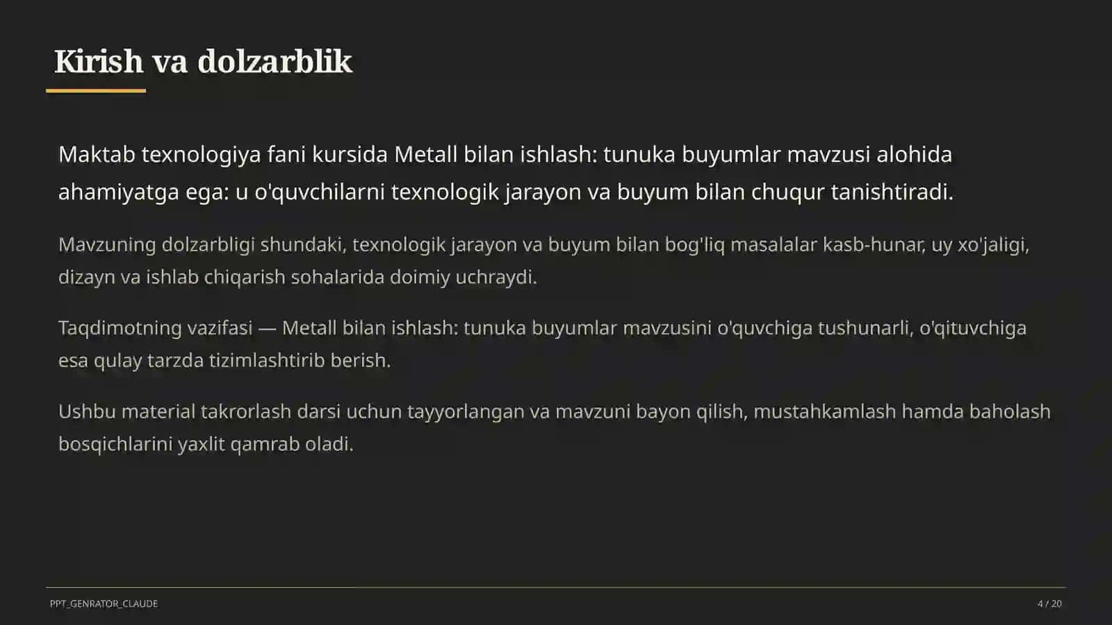 Metall bilan ishlash: tunuka buyumlar (6-sinf) 4