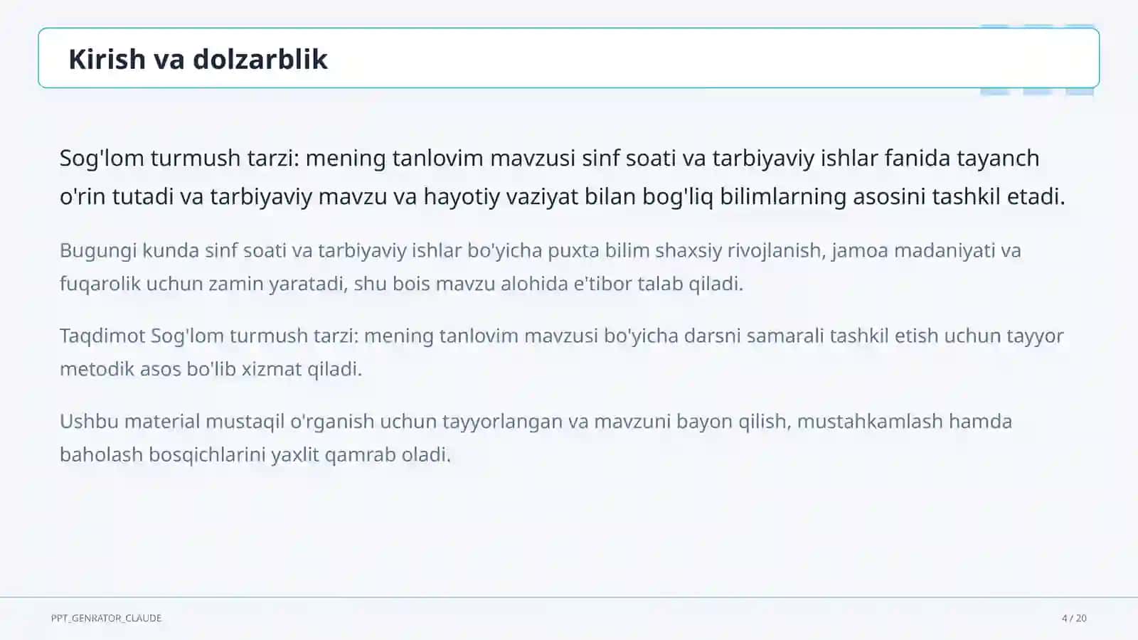 Sog'lom turmush tarzi: mening tanlovim 4