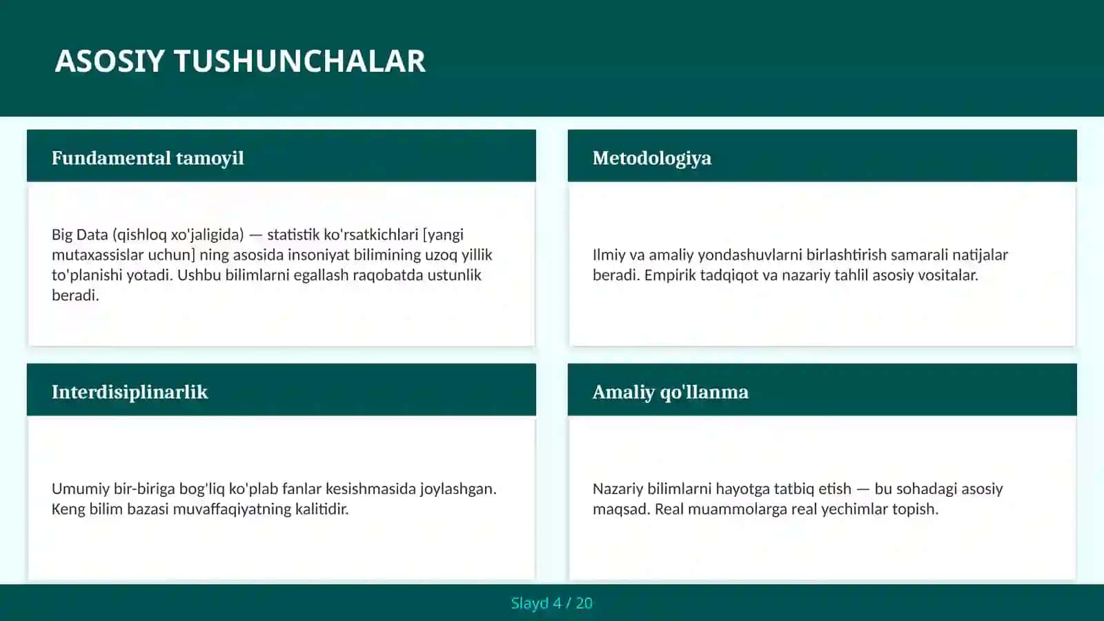 BIG DATA (QISHLOQ XO'JALIGIDA) — STATISTIK KO'RSATKICHLARI [YANGI MUTAXASSISLAR UCHUN] 4