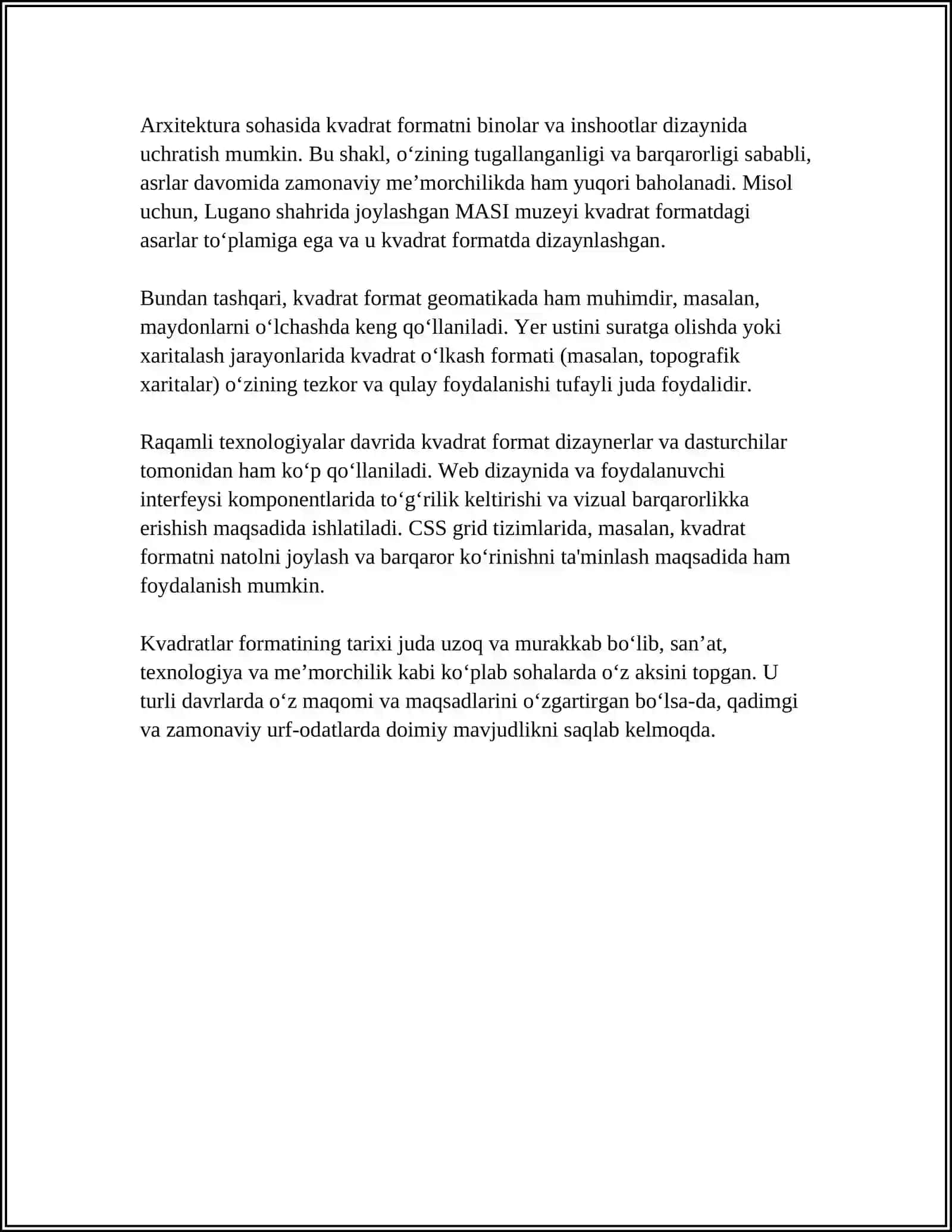 KVADRATLAR FORMASI 4
