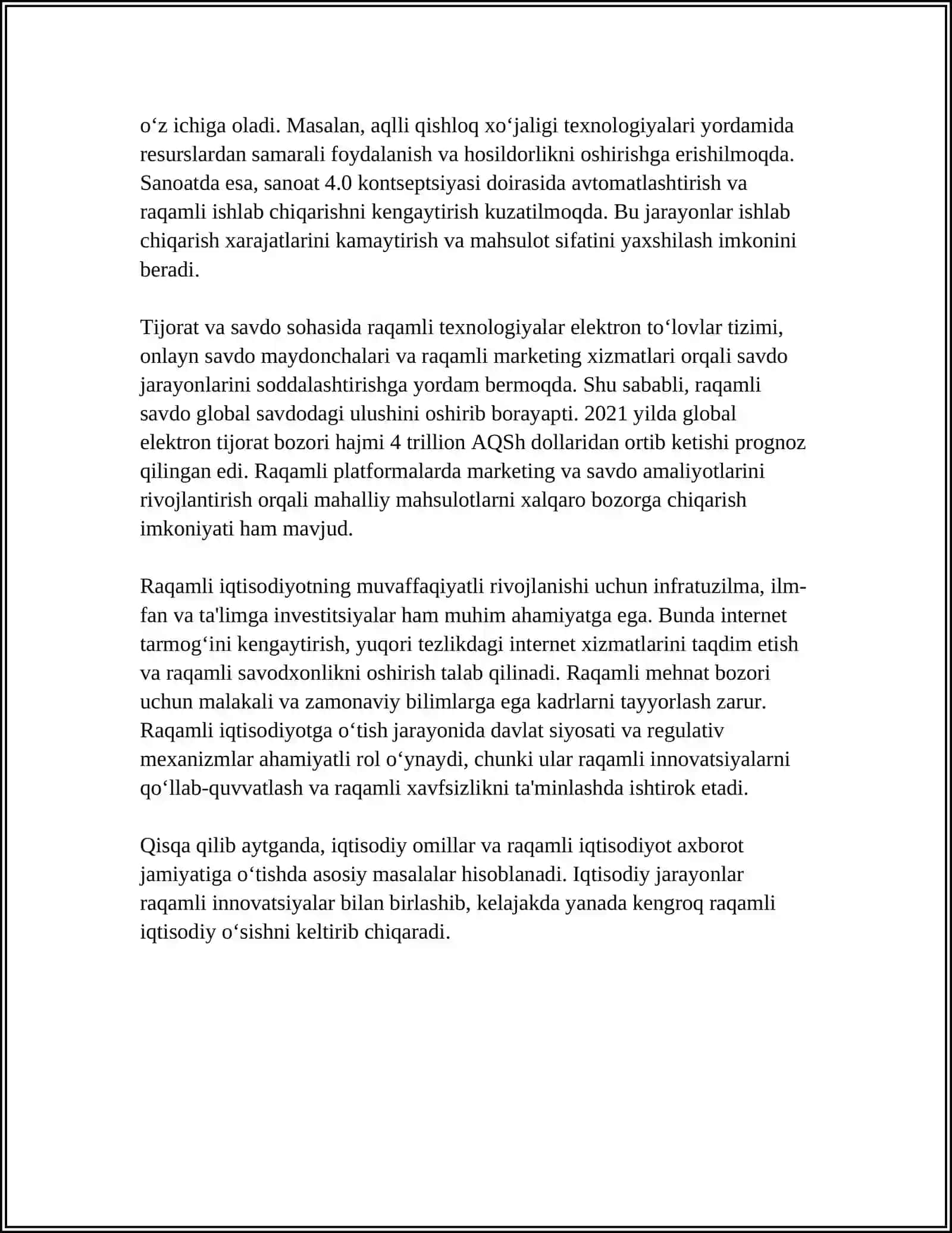 AXBOROT JAMIYATIGA O’TISH MEZONLARI (IQTISODIY. TEXNOLOGIK. IJTIMOIY. SIYOSIY. MADANIY) 4