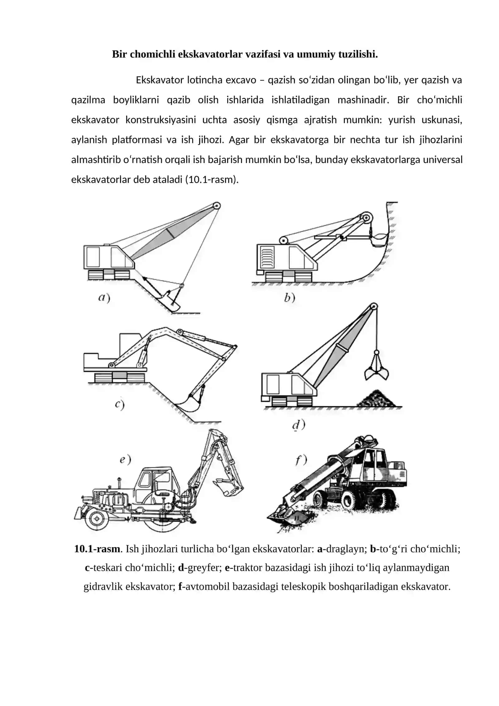 Bir chо'michli ekskavatorlarda kon massasini qazib-yuklash texnologiyasi 4