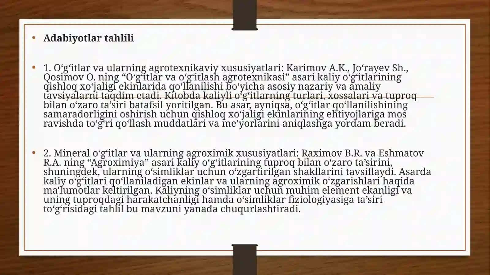 KALIY O’G’ITLARINI QO’LLASH MUDDATLARINING QISHLOQ XO’JALIGI EKINLARINING XOSILI VA SIFATIGA TASIRI 4