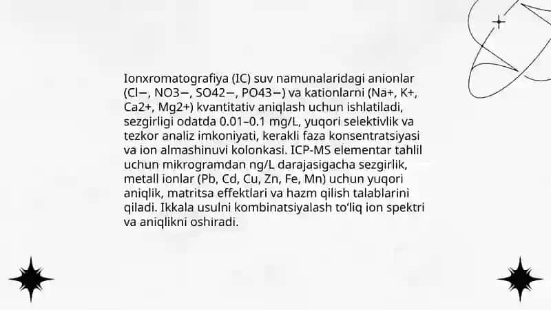 Tuproq suvning ionli bog'lanish birikmalarini aniqlash 4