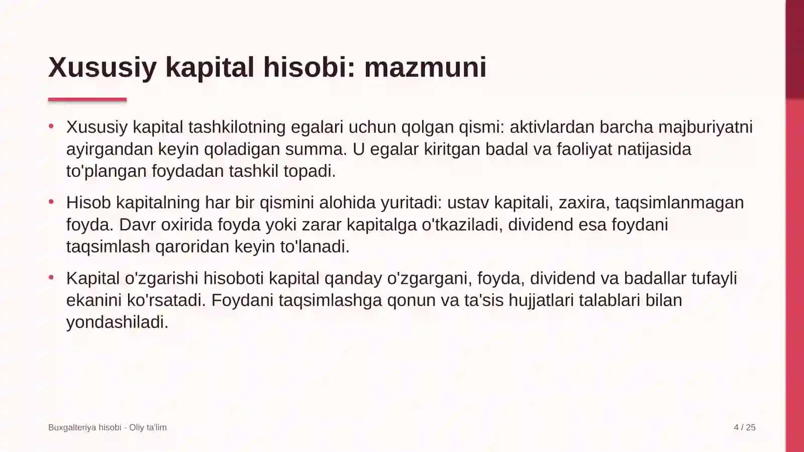 Chinni-fayans sanoatida xususiy kapital hisobi 4